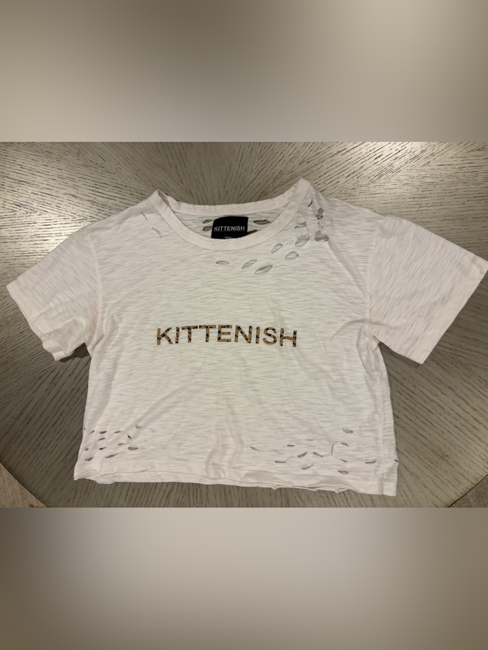 Kittenish Girls' White Distressed Logo Tee